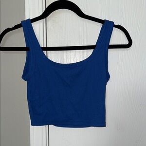 SHEIN Blue Fitted Crop Tank Top